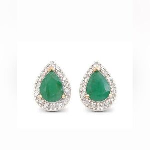 NWOT Elegant Green and Silver Teardrop Earrings